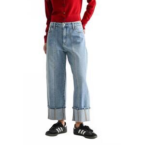 NEW JBD. cuffed barrel jeans in med wash